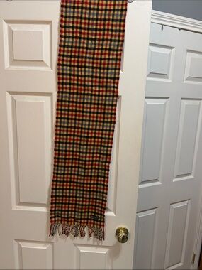 Plaid Fringe Scarf in Red, Yellow, Black & Blue-